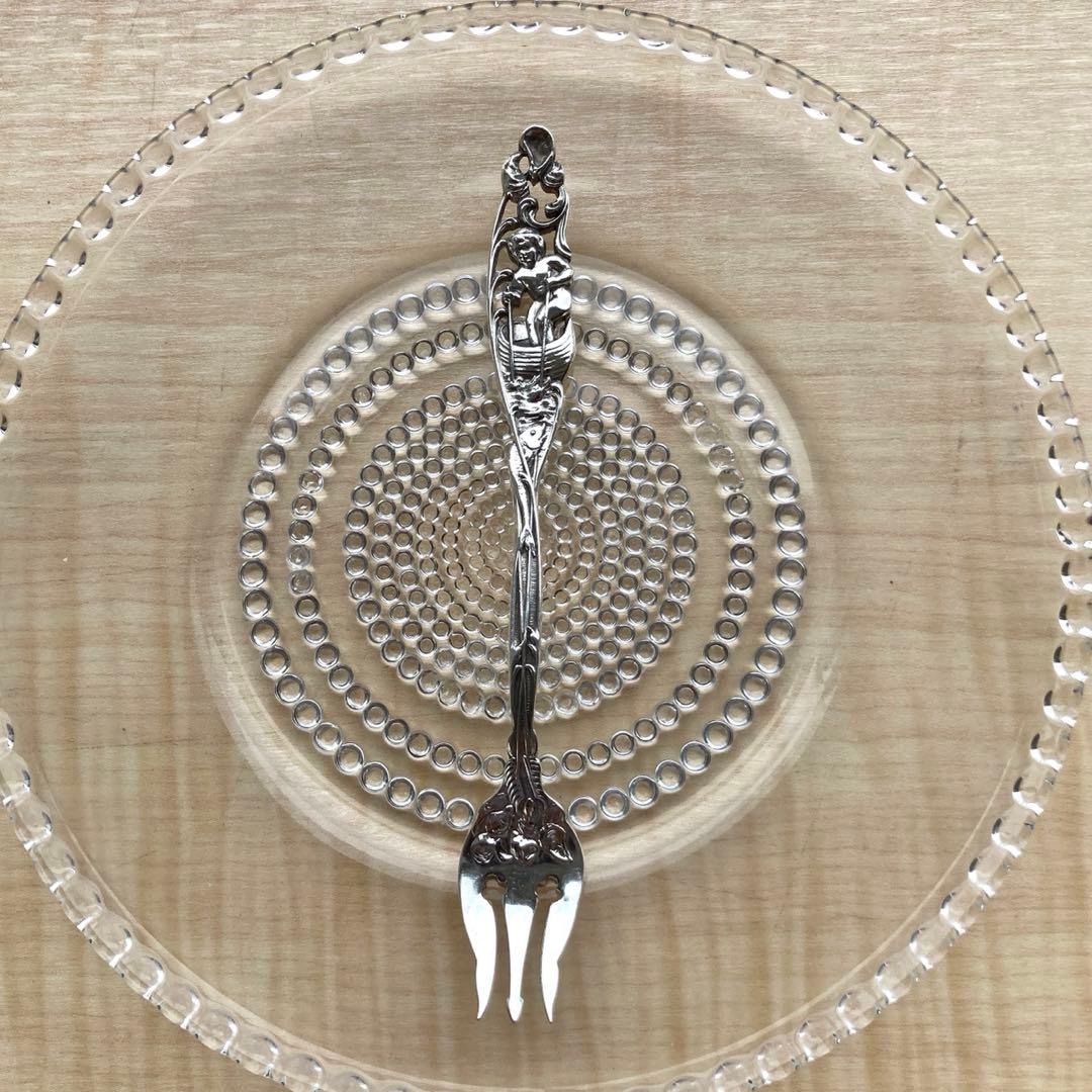 純銀　カクテルフォーク　キューピッド