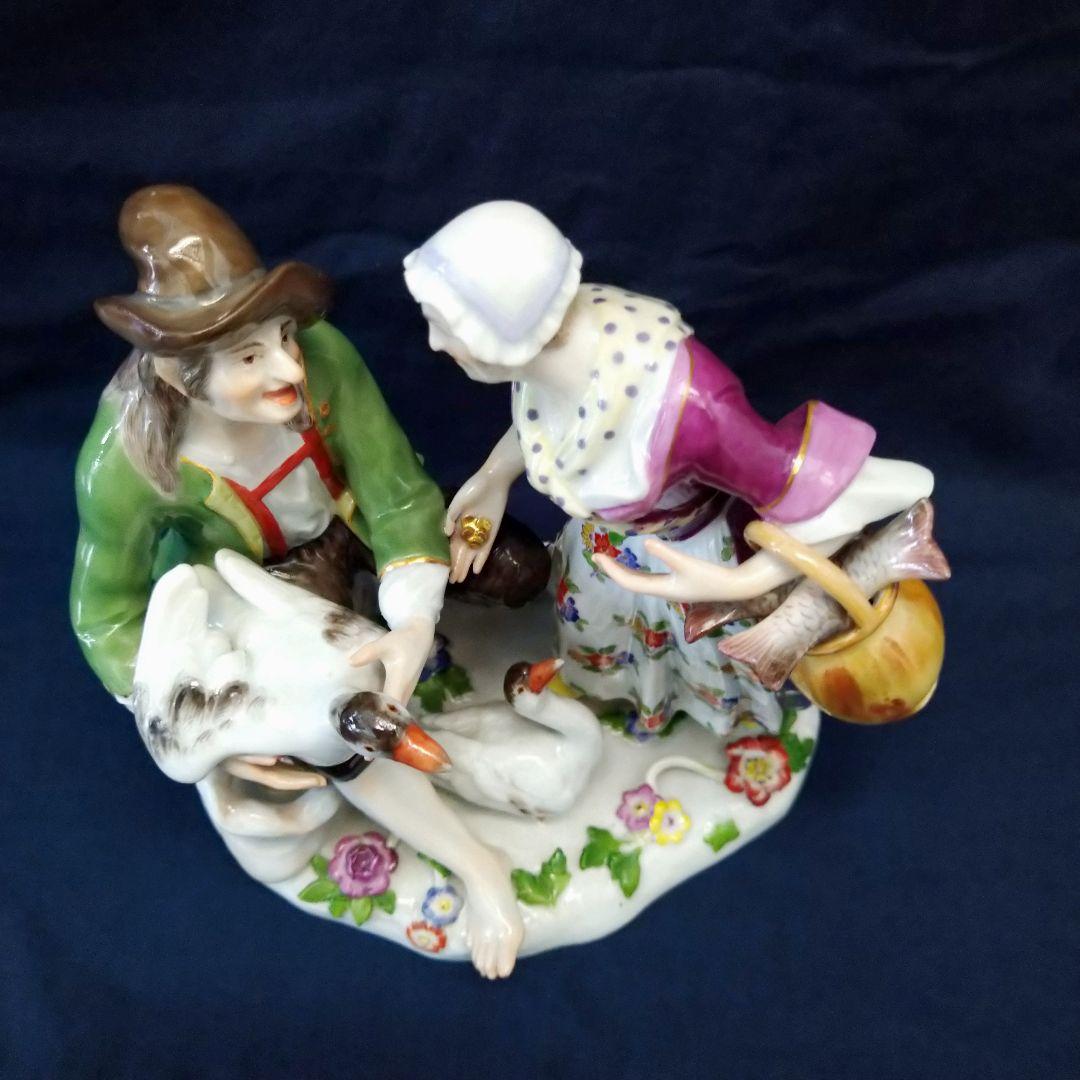 T・I✤1924年以前マイセン（Meissen）『ガチョウ売りと婦人』
