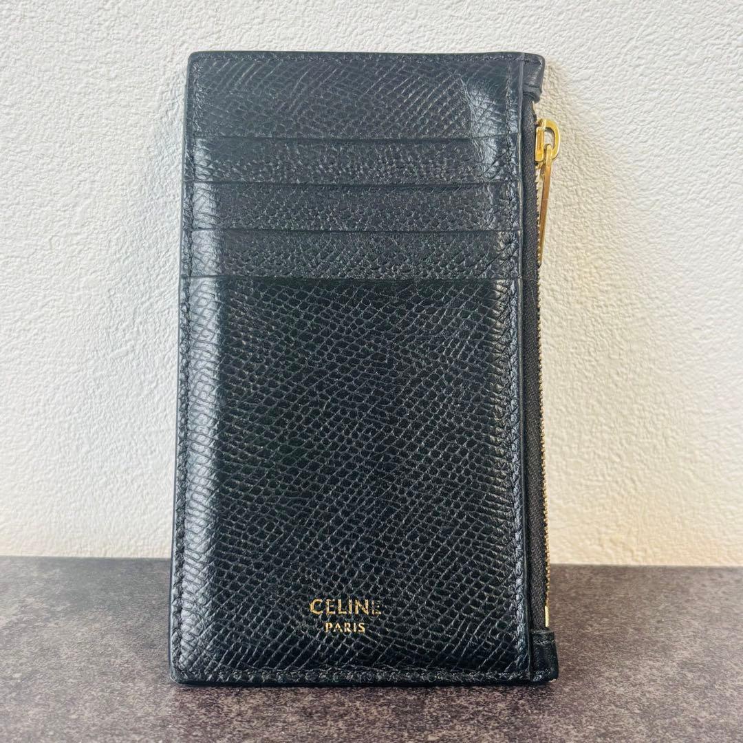 CELINE セリーヌ ケース ブラック レザー ゴールド金具 Aランク