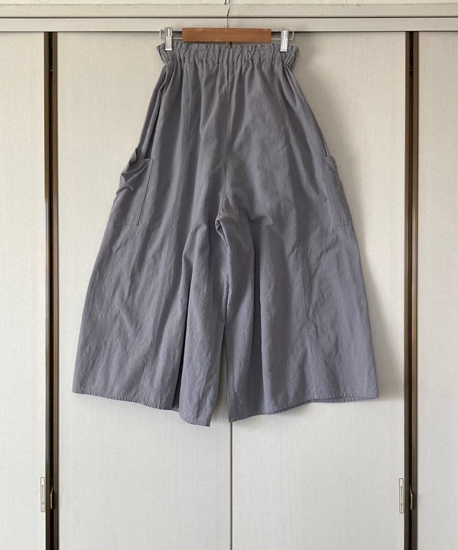 ヤンマ産業 会津木綿 キュロットパンツ(ライトグレー) 長めのロング丈