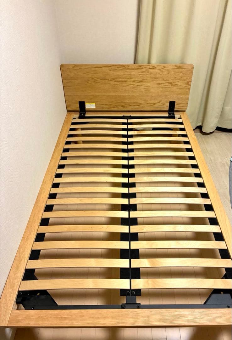 【美品】無印良品 セミダブル ベッドフレーム＋ベッドボード＋木製脚＋トッパー