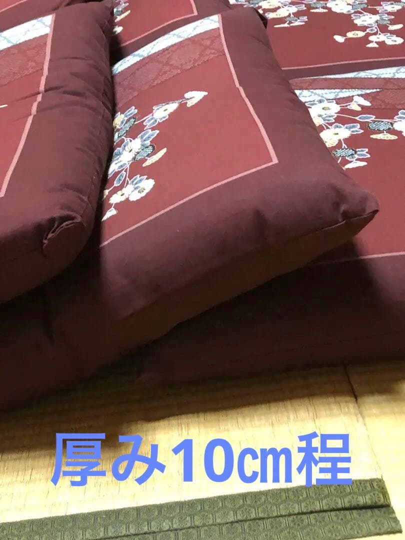 最高級 座布団♦️ふかふか　ワインレッド和柄6枚セット♦️厚さ10㎝♦️送料込