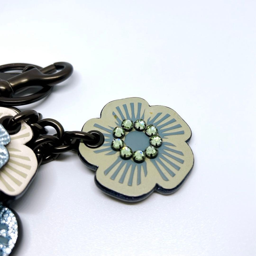 COACH ティーローズ バッグチャーム キーホルダー フラワー 花　ブルー　青