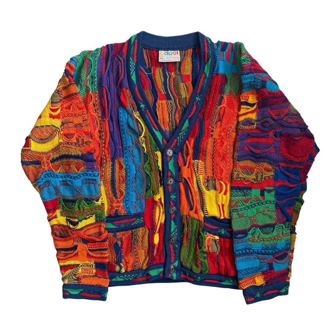 オーストラリア製　Coogi クージー　総柄　カーディガン　奇抜　メンズSS
