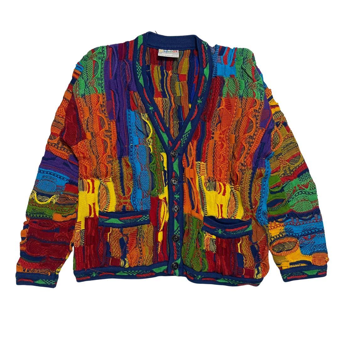 オーストラリア製　Coogi クージー　総柄　カーディガン　奇抜　メンズSS