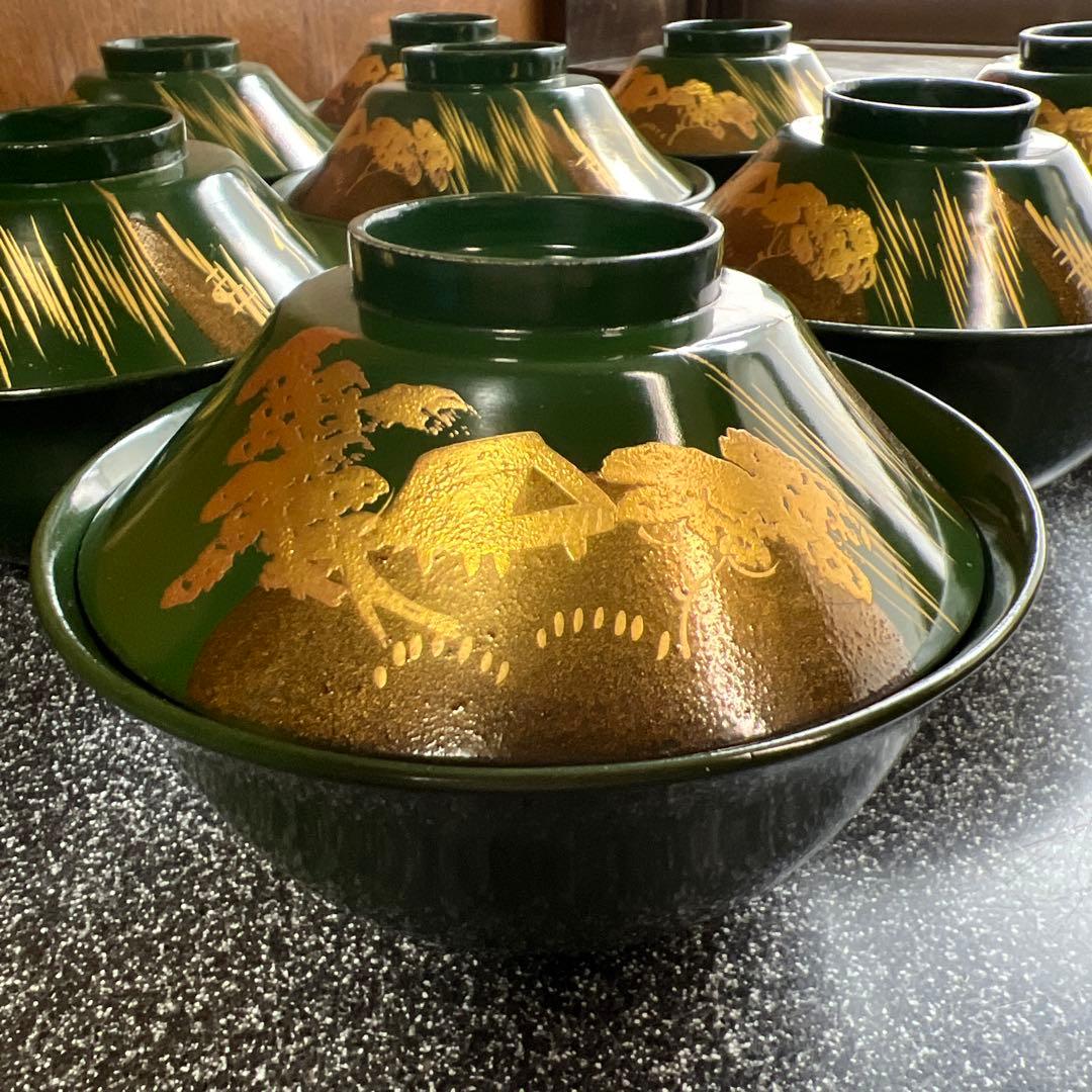 新年に高級輪島塗　富士型　汁椀　昭和初期　５客に変更します　10客ではありません