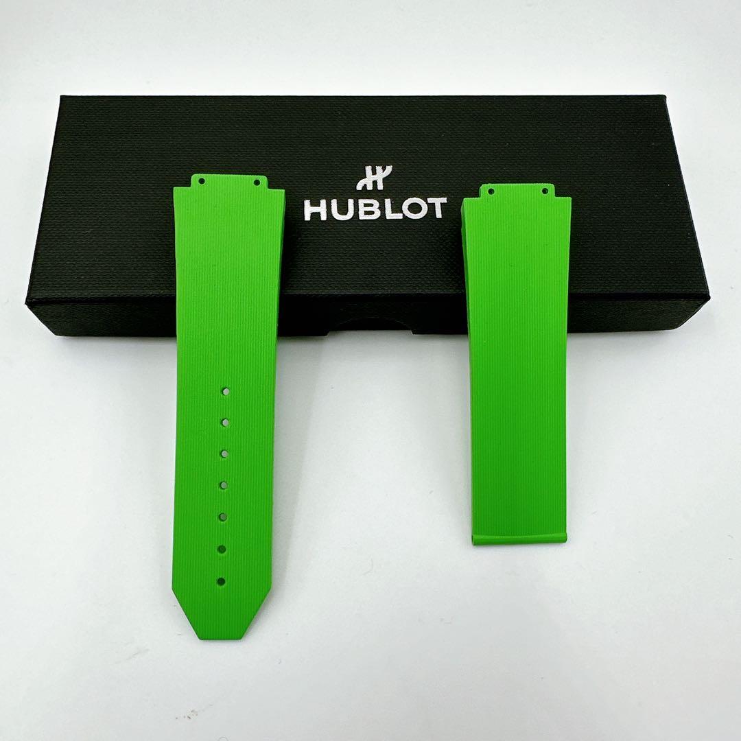 ウブロ◆ラバー 腕時計 替え ベルト 純正 グリーン ラバーストラップ ブラック