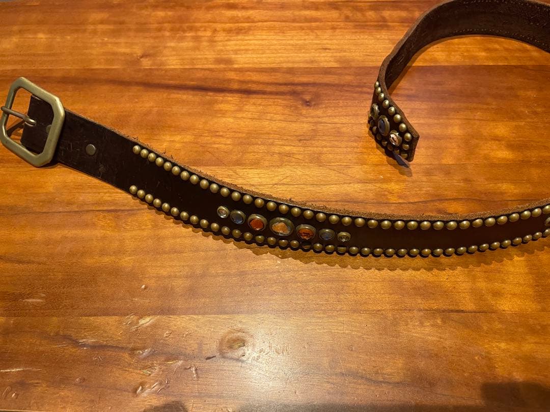 HTC レザー スタッズベルト MADE IN USA 34