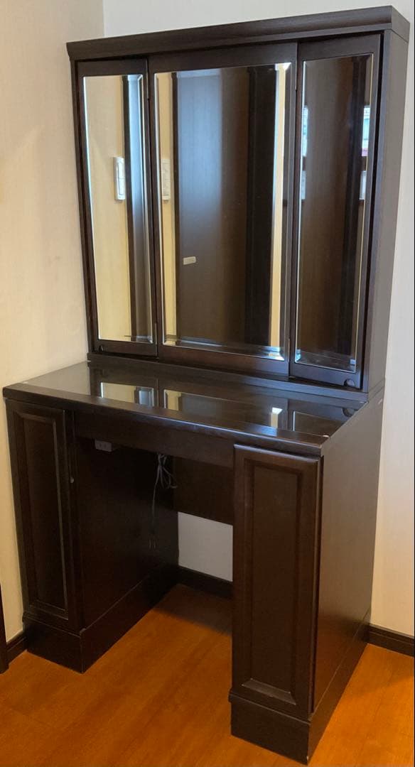 カリモク 三面鏡 鏡台 ドレッサー 収納多 送料込/たのめる便