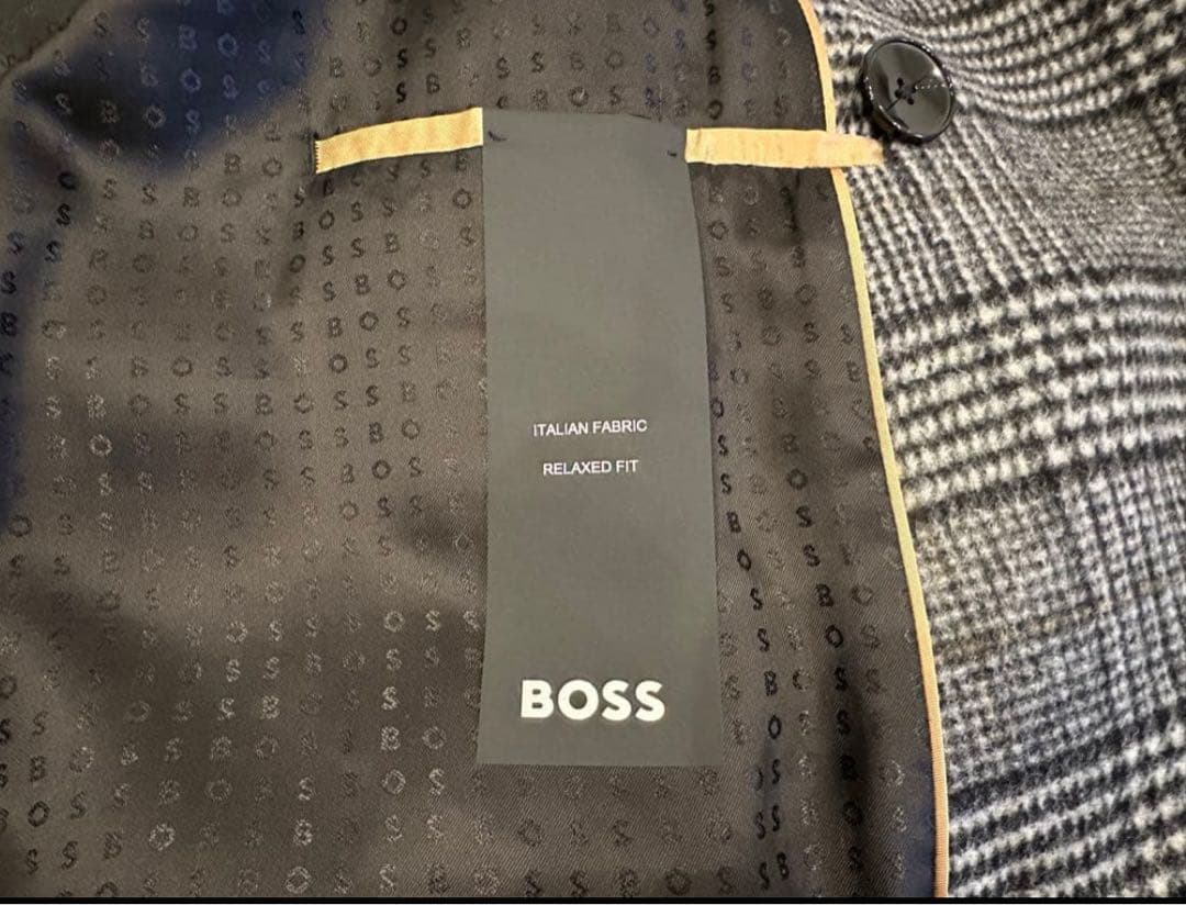 BOSS グレンチェック ダブルブレステッド コート　３XL