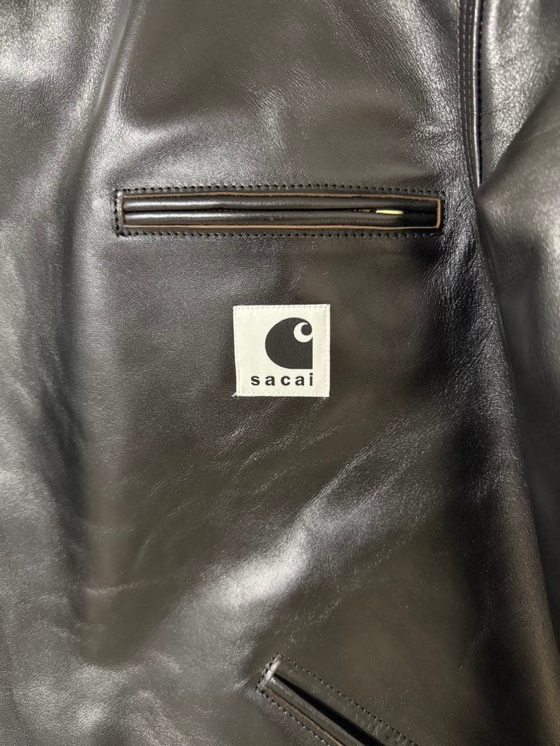 sacai carhartt wip レザー ジャケット 黒 サイズ1