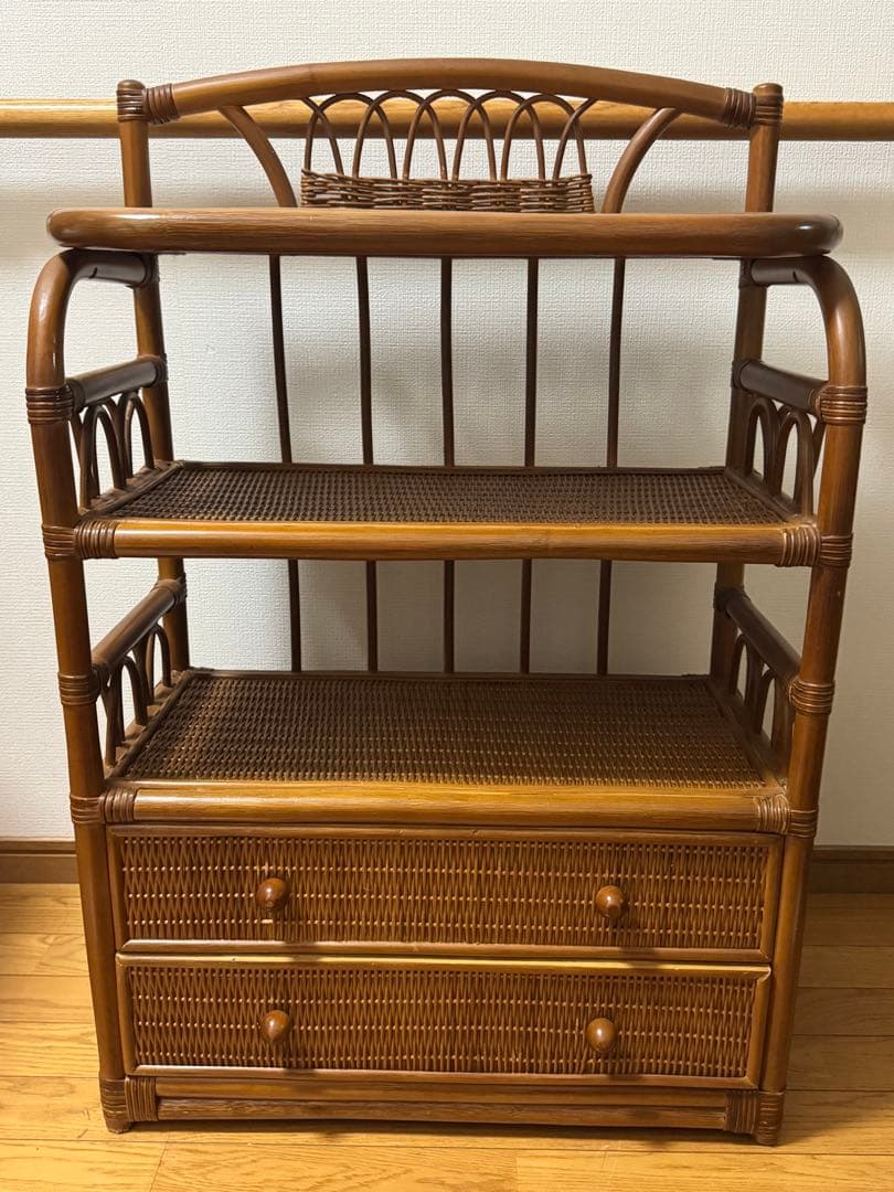 籐家具 ラタン チェスト　 昭和レトロ　レトロインテリア　 ビンテージ　棚