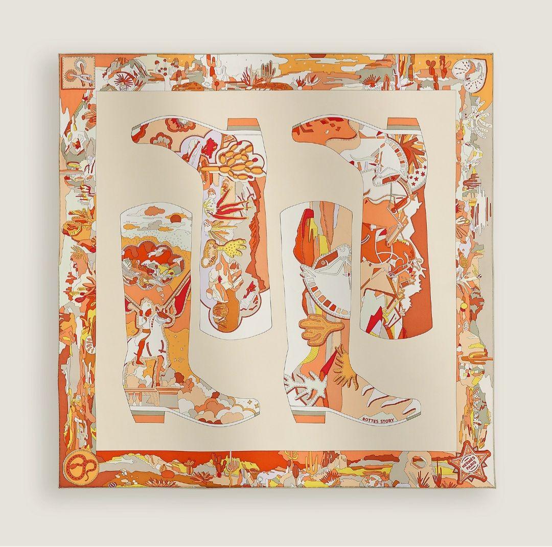 新品未使用　エルメスカレ90 《ブーツ・ストーリー》