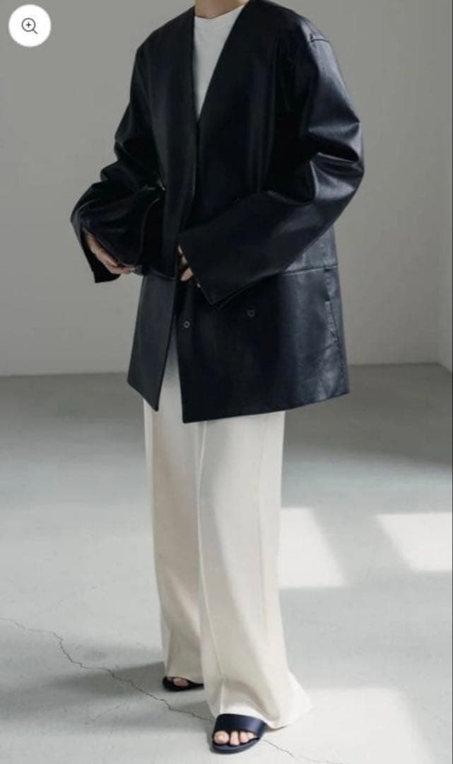 neau サイズ0 Collarless Leather Jacket レザー調