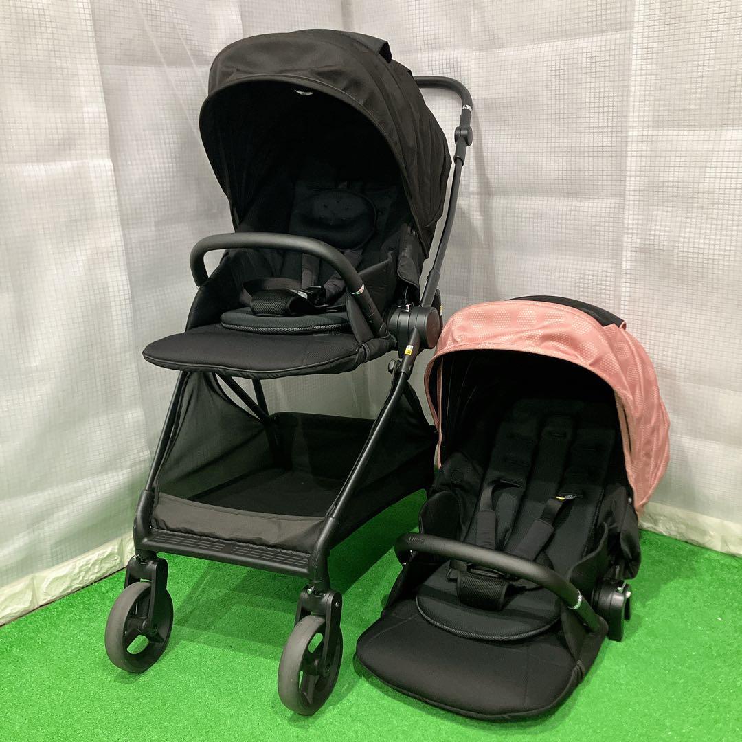 美品 LUCE ルーチェ プレミアム ピンク 限定色 ベビーカー ブラック