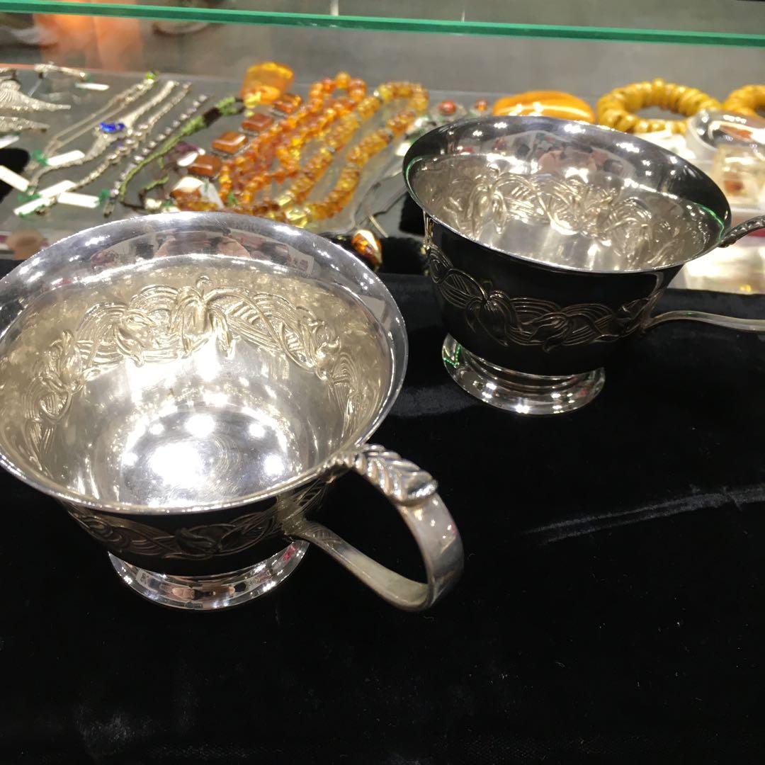 スターリングシルバー　ハンドメイド　ティーカップ　アンティーク　純銀　1客のみ