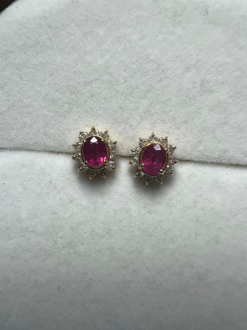 K18YG ルビー　　ダイヤ　ピアス