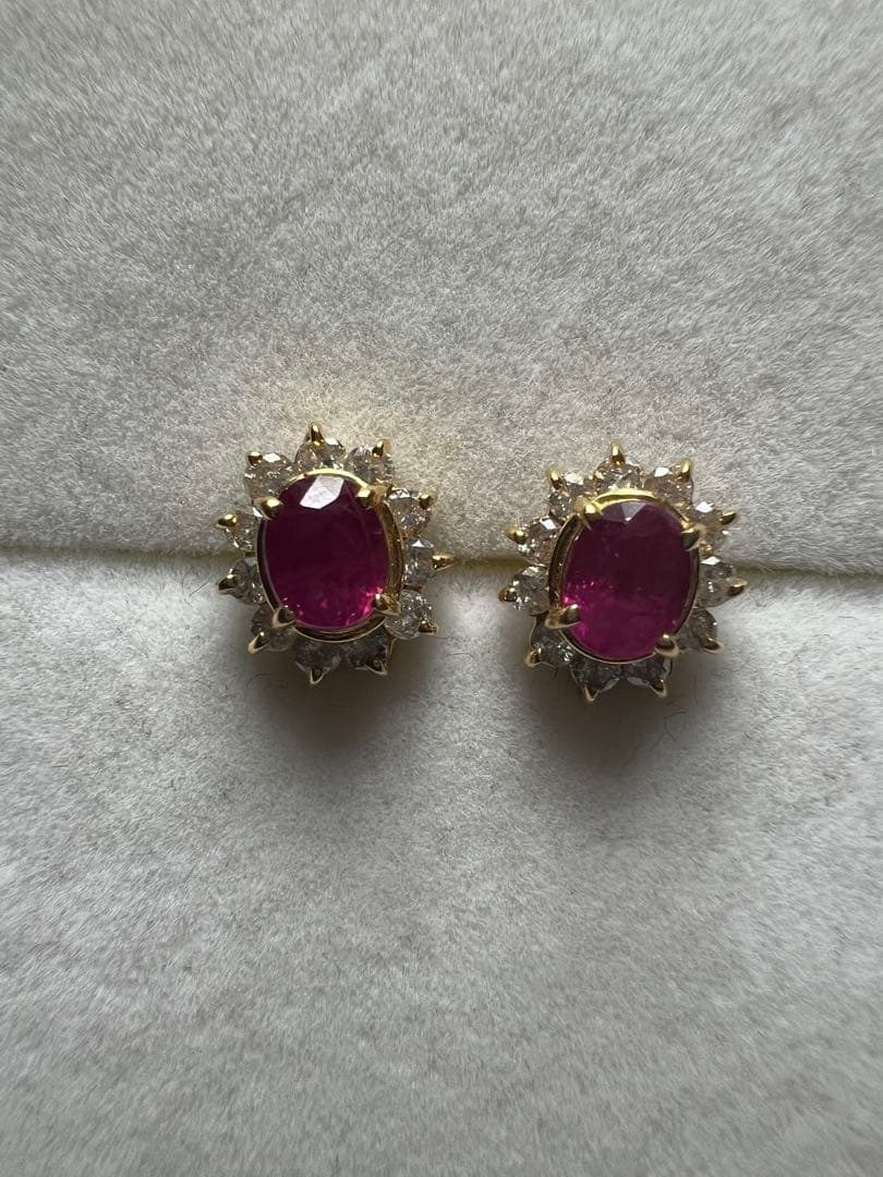 K18YG ルビー　　ダイヤ　ピアス