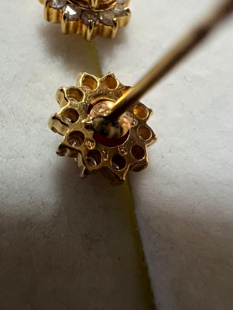 K18YG ルビー　　ダイヤ　ピアス