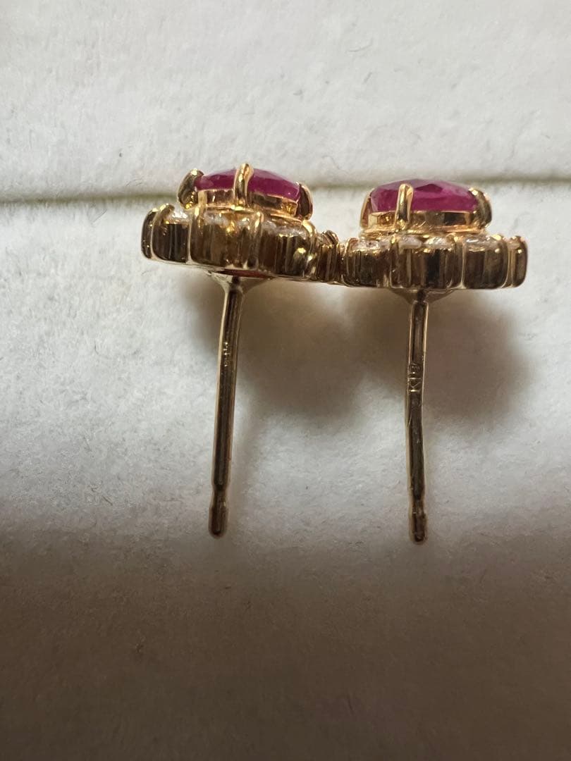 K18YG ルビー　　ダイヤ　ピアス