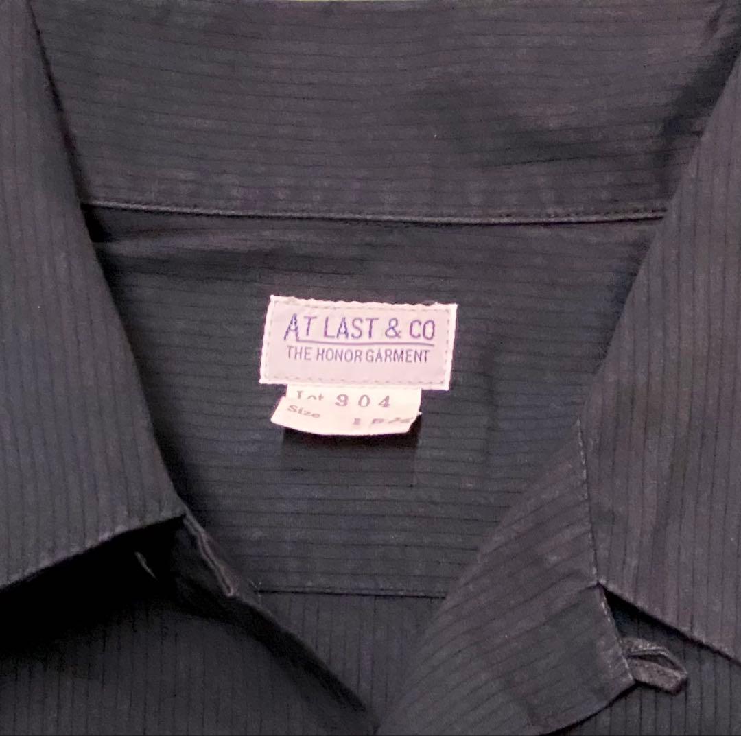 レア 黒 At last&co シャドーストライプシャツ　アットラスト