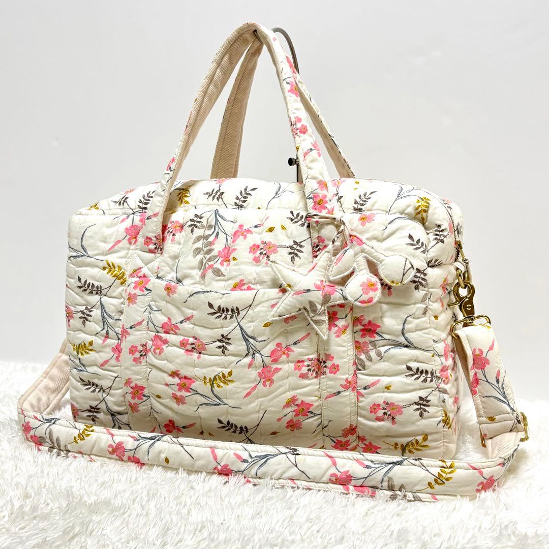 【未使用】 ボンポワン マザーズバッグ ママバッグ キルティング コットン 花柄