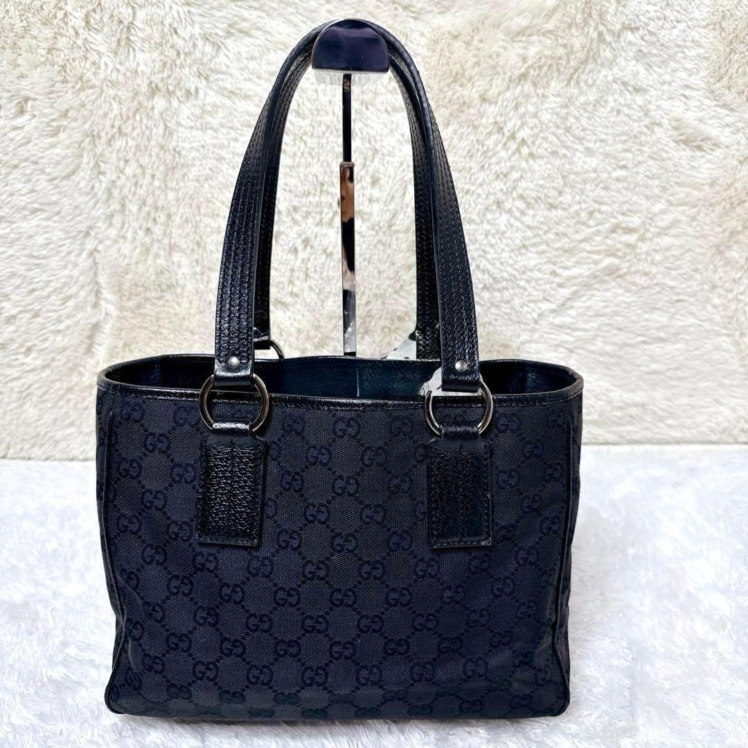 GUCCI グッチ GG柄 キャンバス トート バッグ ブラック レザー 保存袋