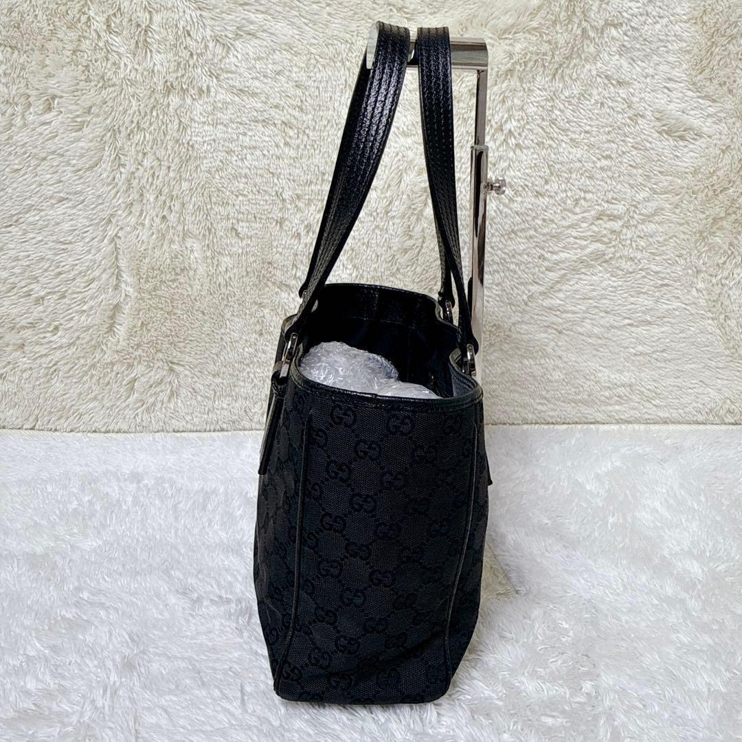 GUCCI グッチ GG柄 キャンバス トート バッグ ブラック レザー 保存袋