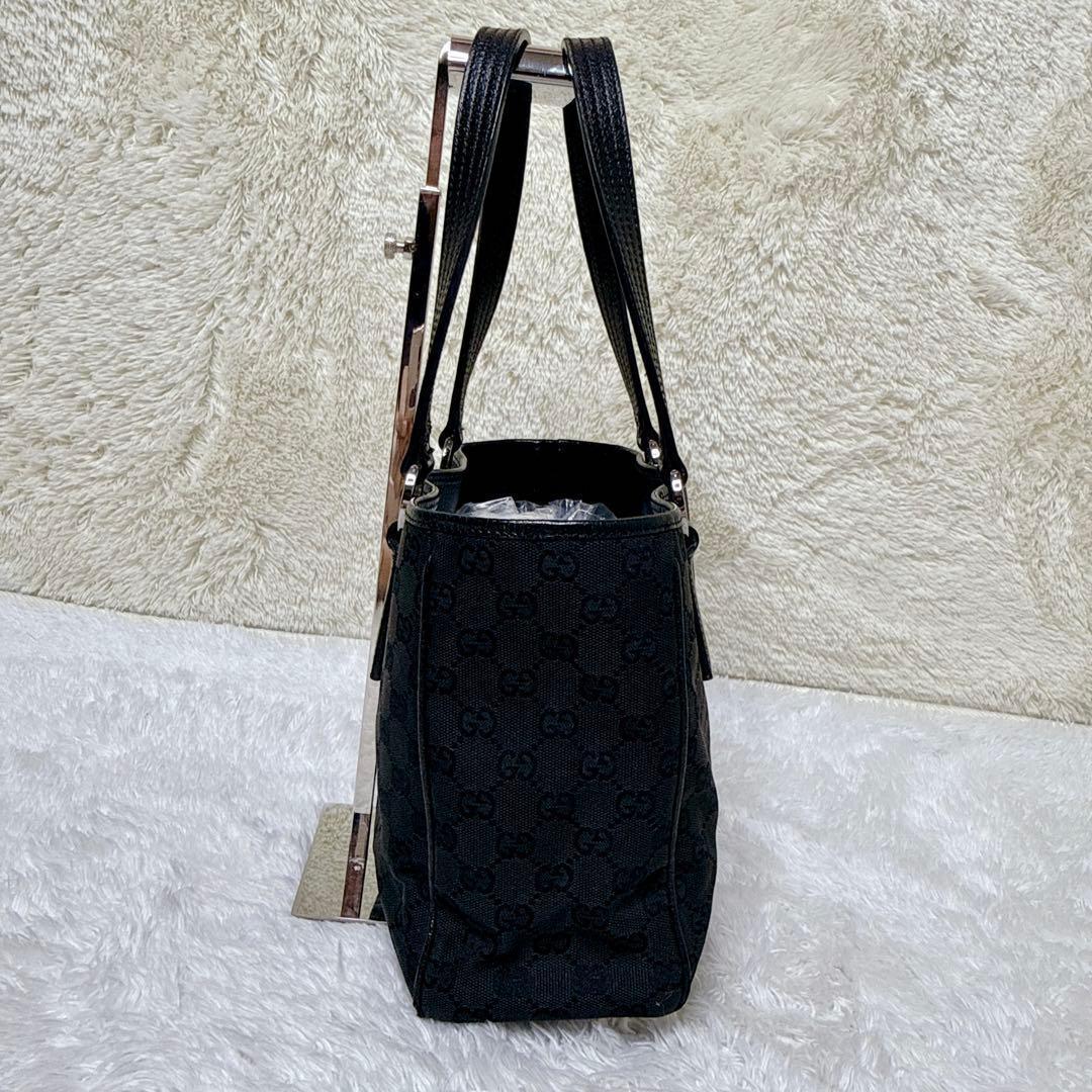 GUCCI グッチ GG柄 キャンバス トート バッグ ブラック レザー 保存袋