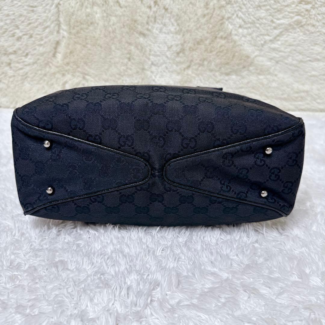 GUCCI グッチ GG柄 キャンバス トート バッグ ブラック レザー 保存袋