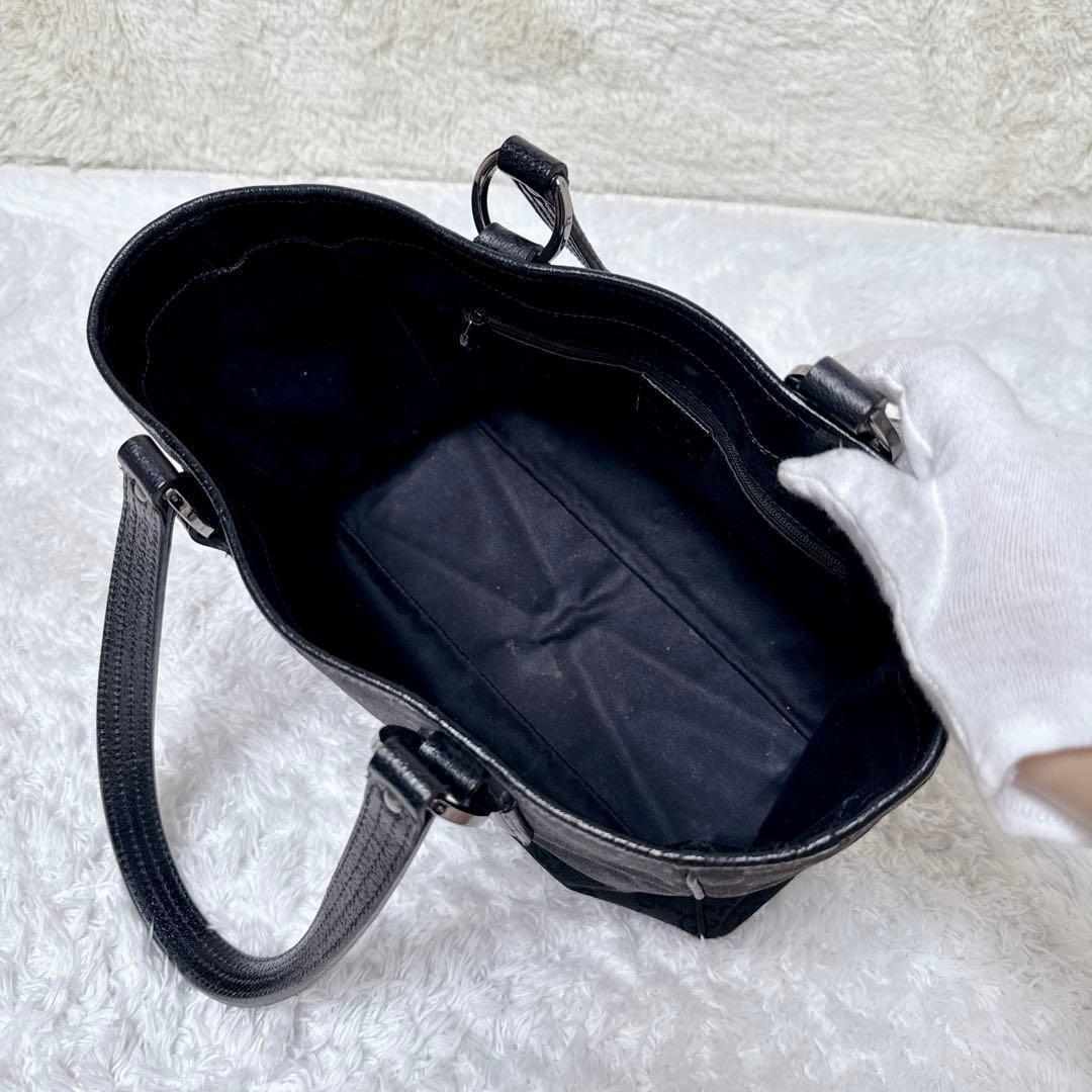 GUCCI グッチ GG柄 キャンバス トート バッグ ブラック レザー 保存袋