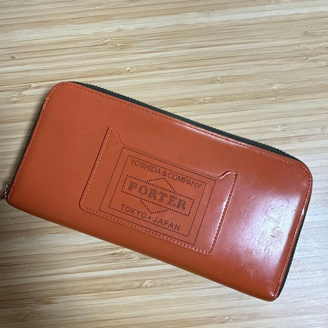 生*生様 PORTER オレンジ レザー 長財布
