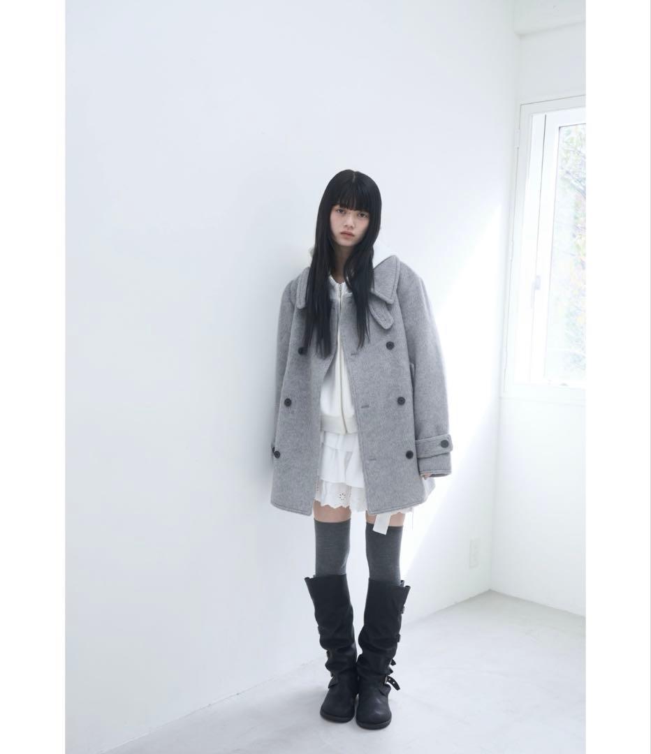 ダブルブレストコートsmyeon スミョン　ミドルシャギーコート