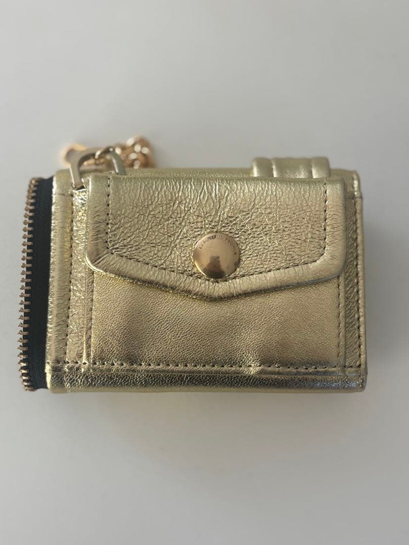 beautiful people 三つ折財布 ゴールド