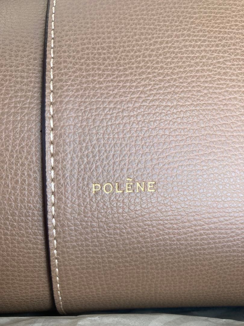 【POLENE】 ベージュ レザートートバッグ