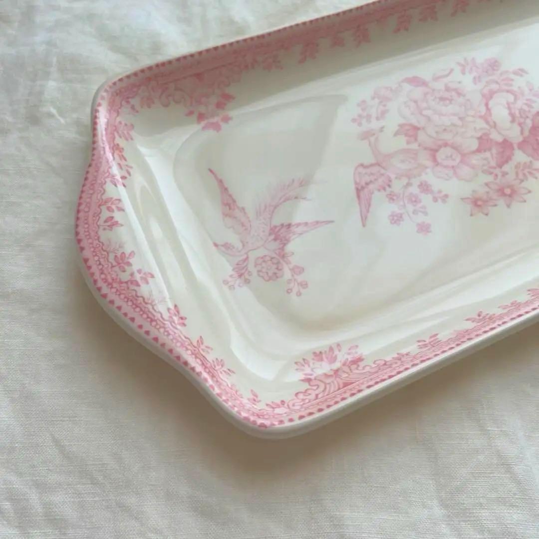 バーレイ　プレート　ピンクアジアティックフェザンツ　サンドイッチトレイ　新品