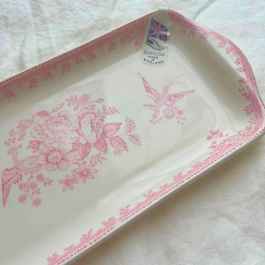 バーレイ　プレート　ピンクアジアティックフェザンツ　サンドイッチトレイ　新品