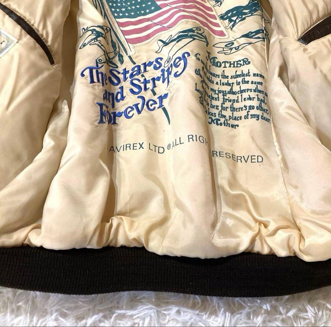 【良品】アヴィレックスA-2 革胸タグ　ダークブラウン　L〜XL相当