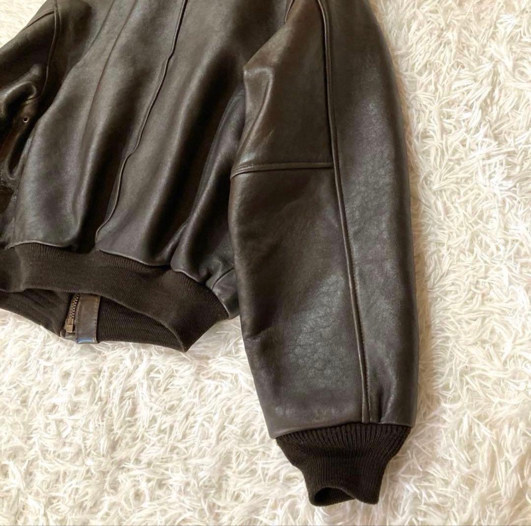 【良品】アヴィレックスA-2 革胸タグ　ダークブラウン　L〜XL相当