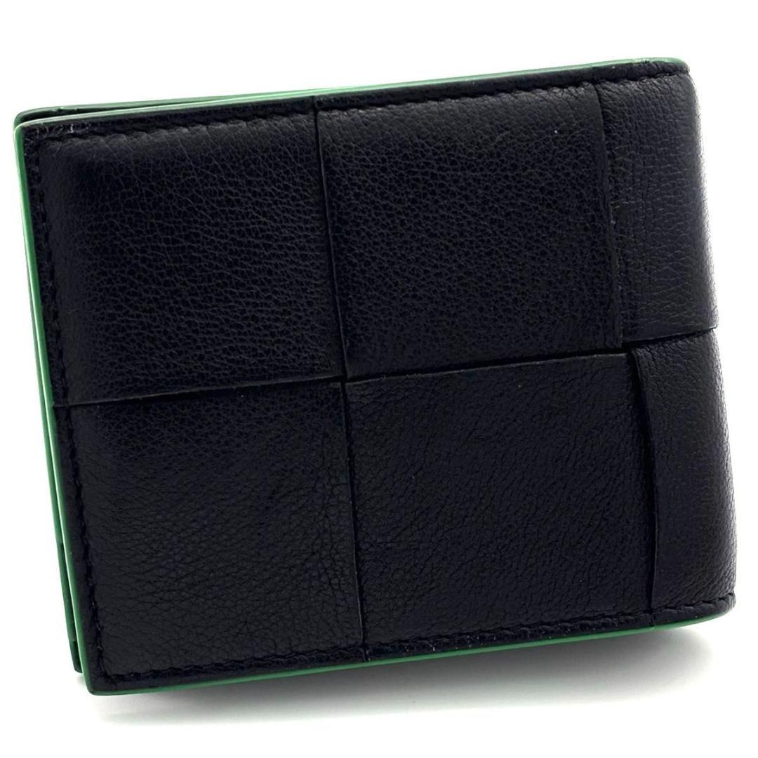 【最高級美品】ボッテガヴェネタ カセット ２つ折り財布 ブラック グリーン