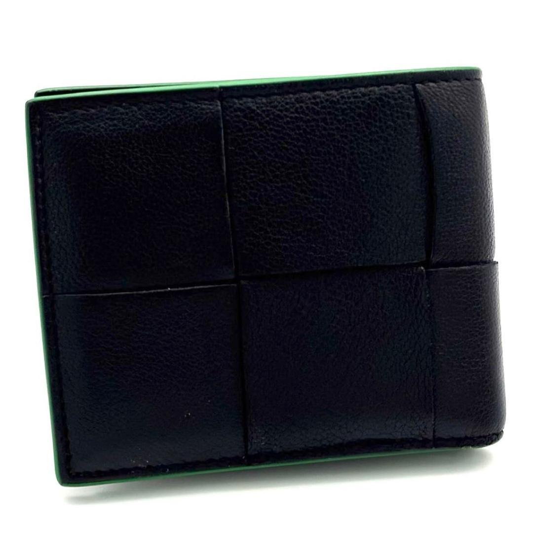 【最高級美品】ボッテガヴェネタ カセット ２つ折り財布 ブラック グリーン