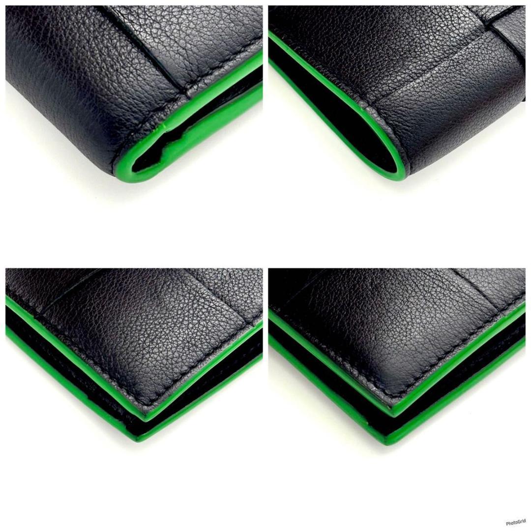 【最高級美品】ボッテガヴェネタ カセット ２つ折り財布 ブラック グリーン