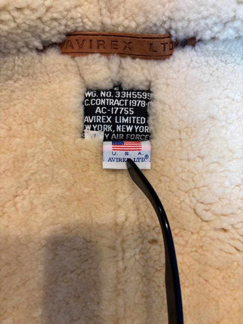 【羊革】アヴィレックス ムートン ライダースジャケット 茶色 36 本革