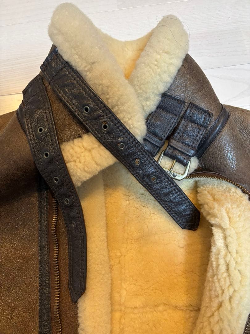 【羊革】アヴィレックス ムートン ライダースジャケット 茶色 36 本革