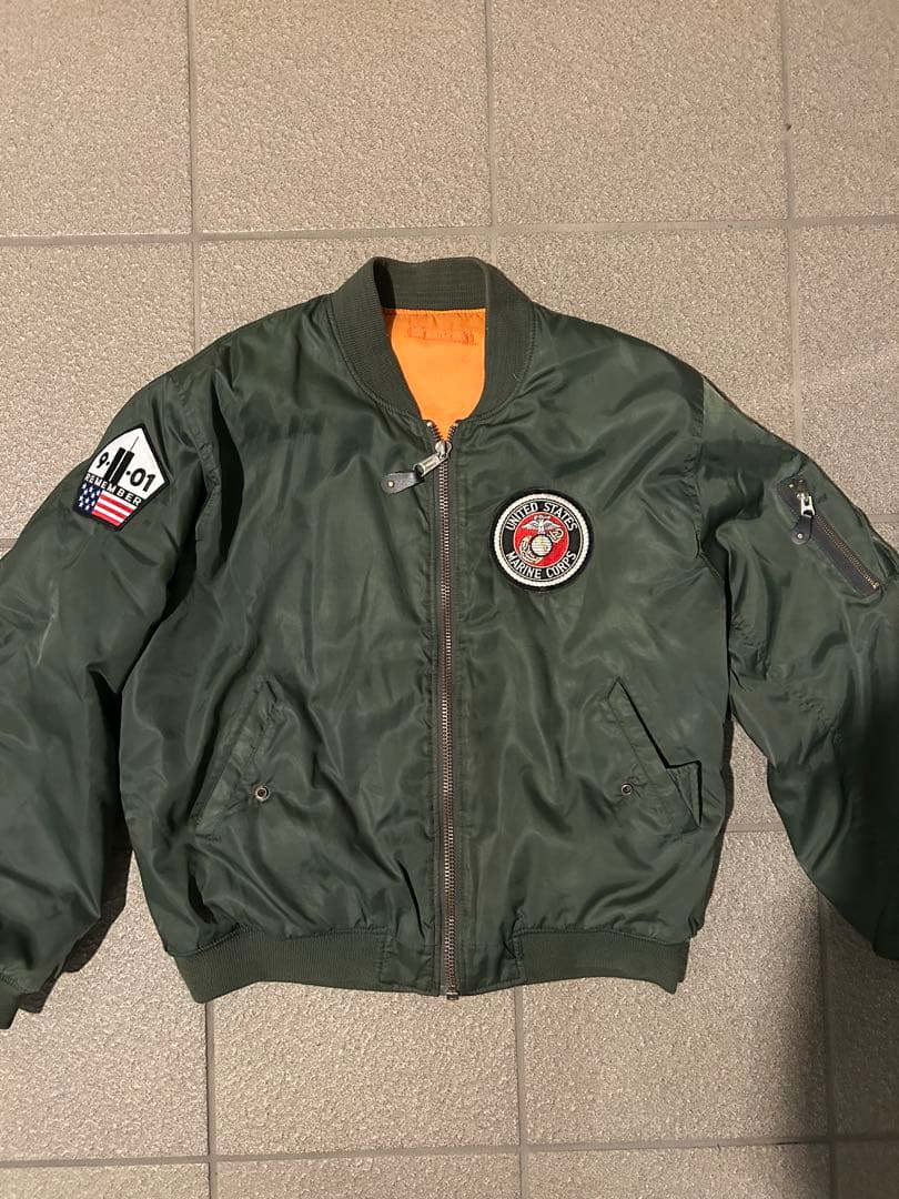 米軍USMCワッペン MA-1 カーキ SEIジップ