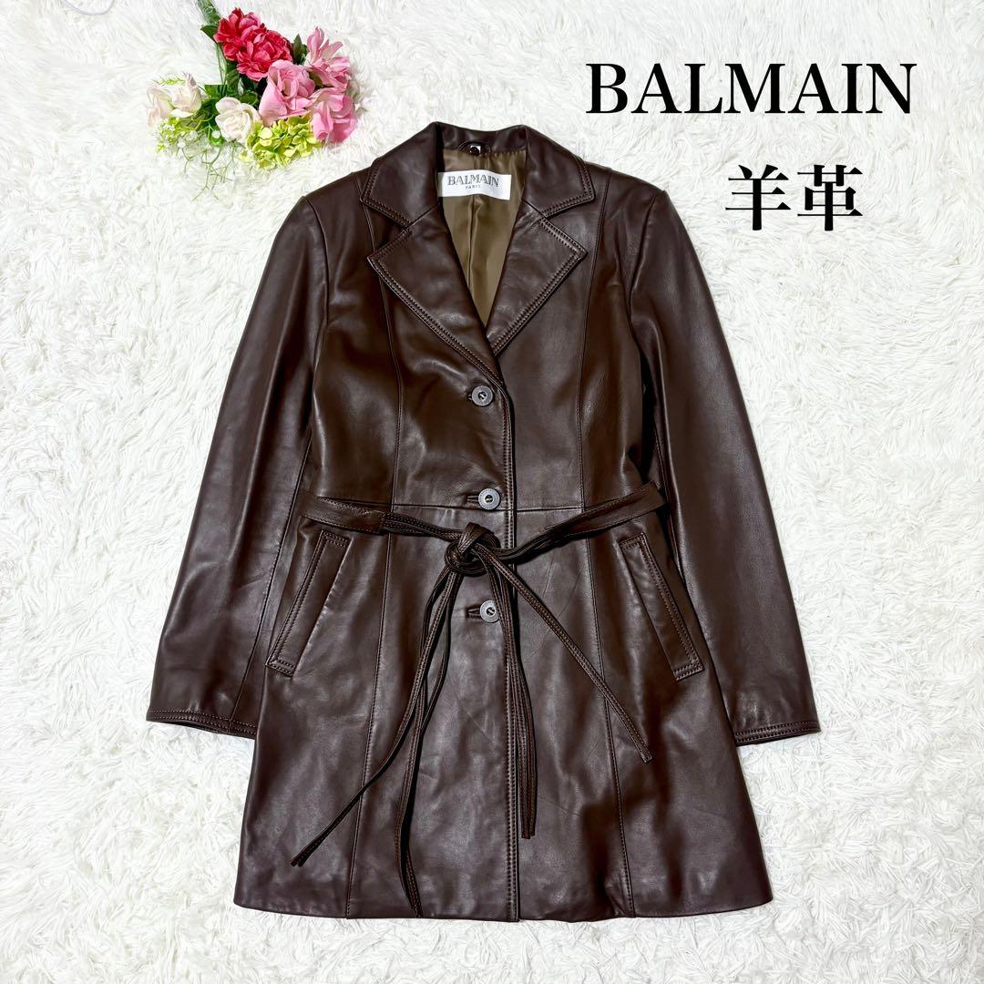 【美品】BALNAIN バルマン　ラムレザー　コート　テーラード　ベルト付　9号