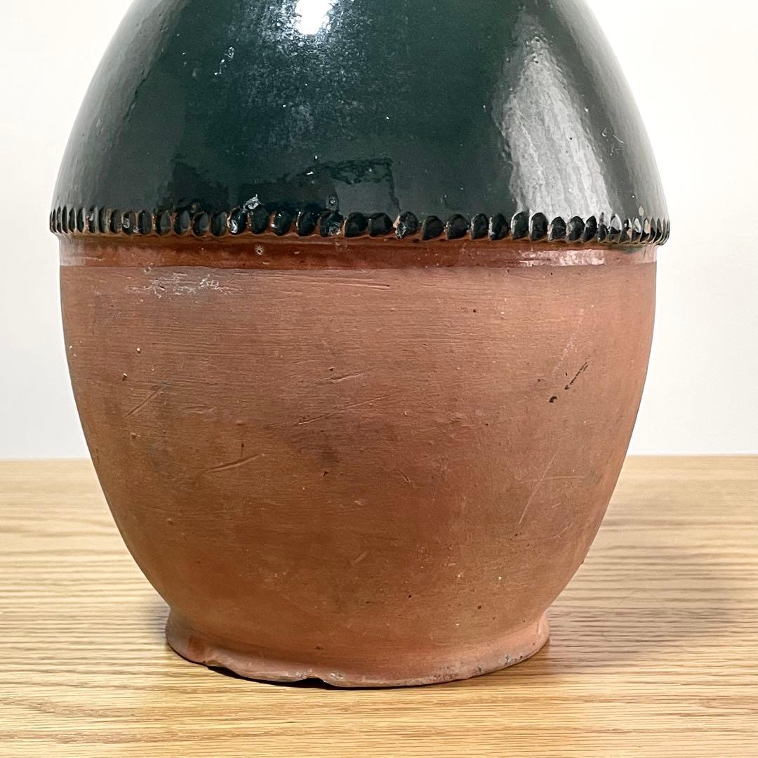 ビンテージ テラコッタ 半緑釉 水注 花瓶 フラワーベース 南仏