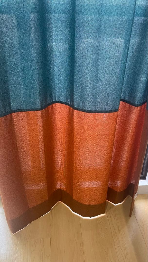 unicoカーテン ブルー×テラコッタ
