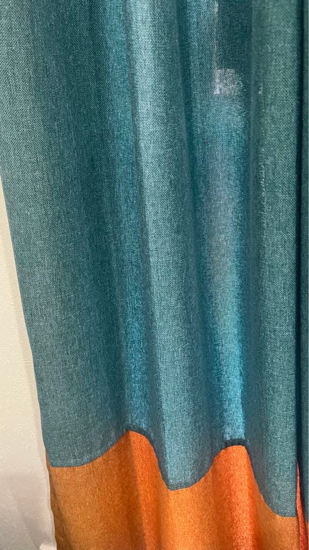 unicoカーテン ブルー×テラコッタ