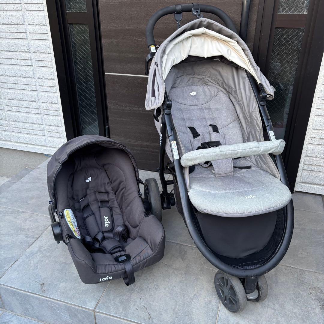 【8/31まで値下げ】Joie ベビーカー・チャイルドシートセット グレー